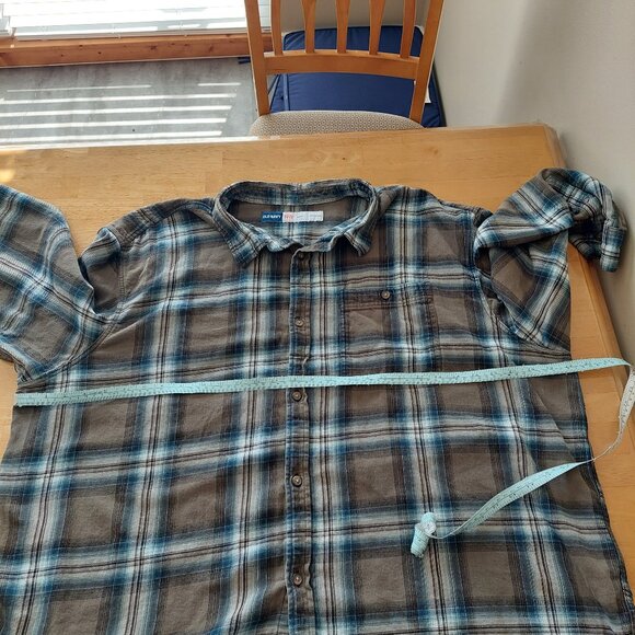 Old Navy Oversized Gender-Neutral Patterned Flannel Shirt Gray Olive Size XXXL - Picture 10 of 11